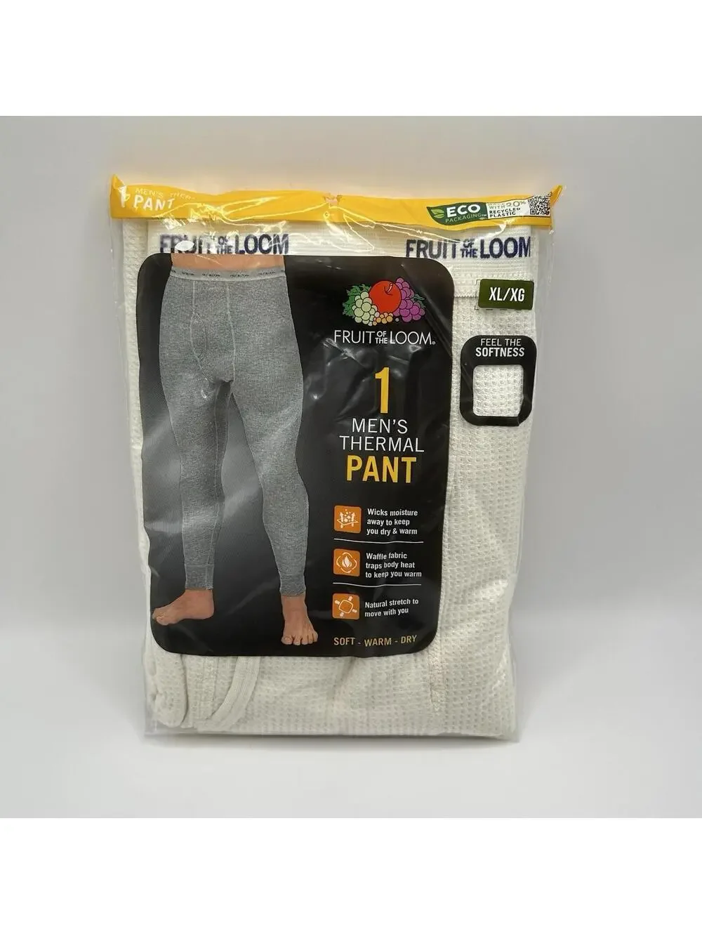NEW, Fruit Of The Loom Men's Thermal Pant Size XL White
